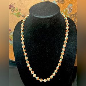 Vintage Asian hand painted beaded Necklace